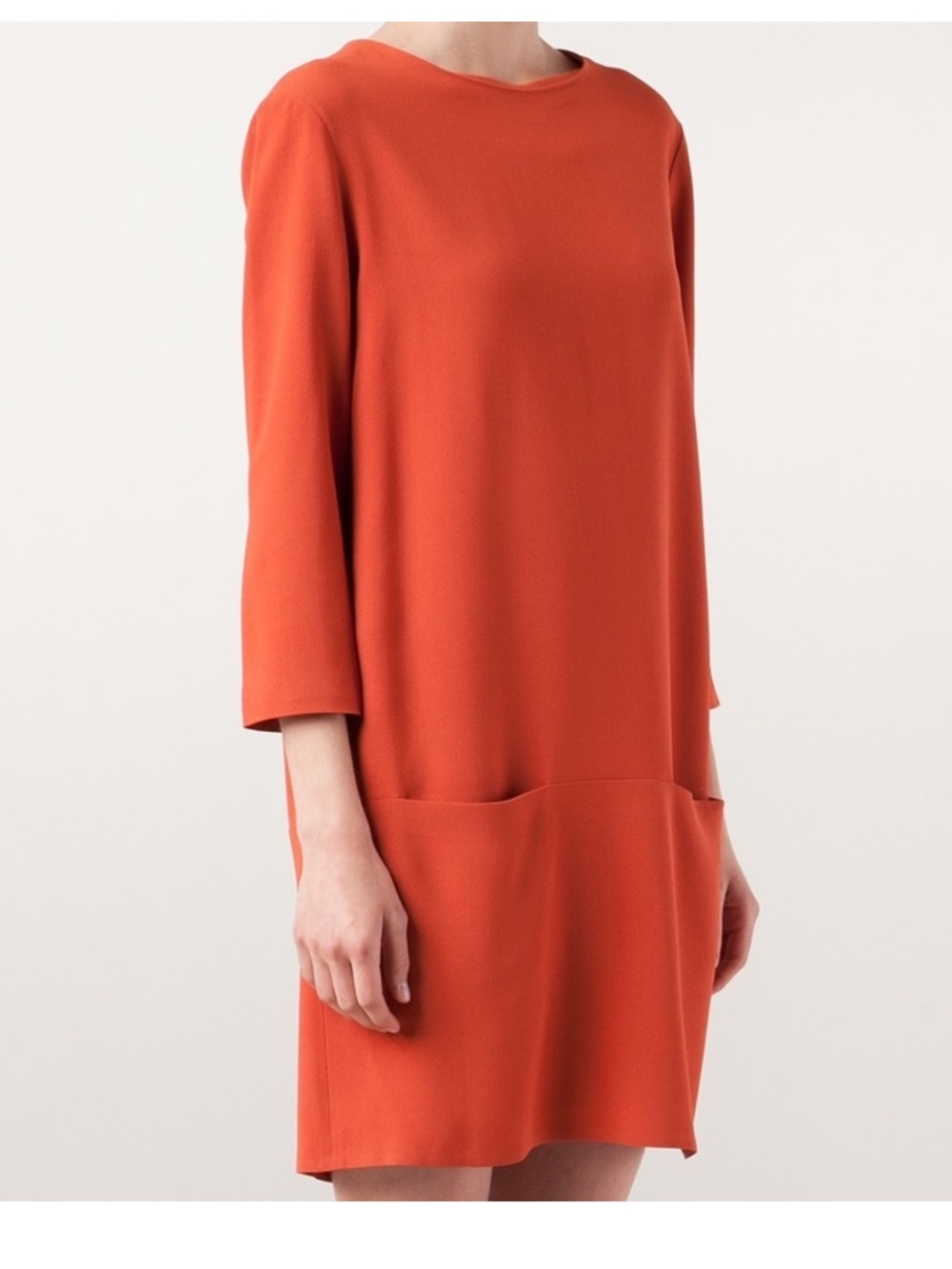 The Row Essentials Marina Shift Dress front patch pockets dress orange 6 - Picture 4 of 10